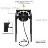 Outdoor Camp Stove High Pressure Propane Gas Cooker Portable Cast Iron Patio Cooking Burner (Single Burner 75000-BTU)