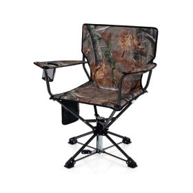 360° Swivel Portable Foldable Hunting Chair with Storage Pockets (Color: Camouflage)